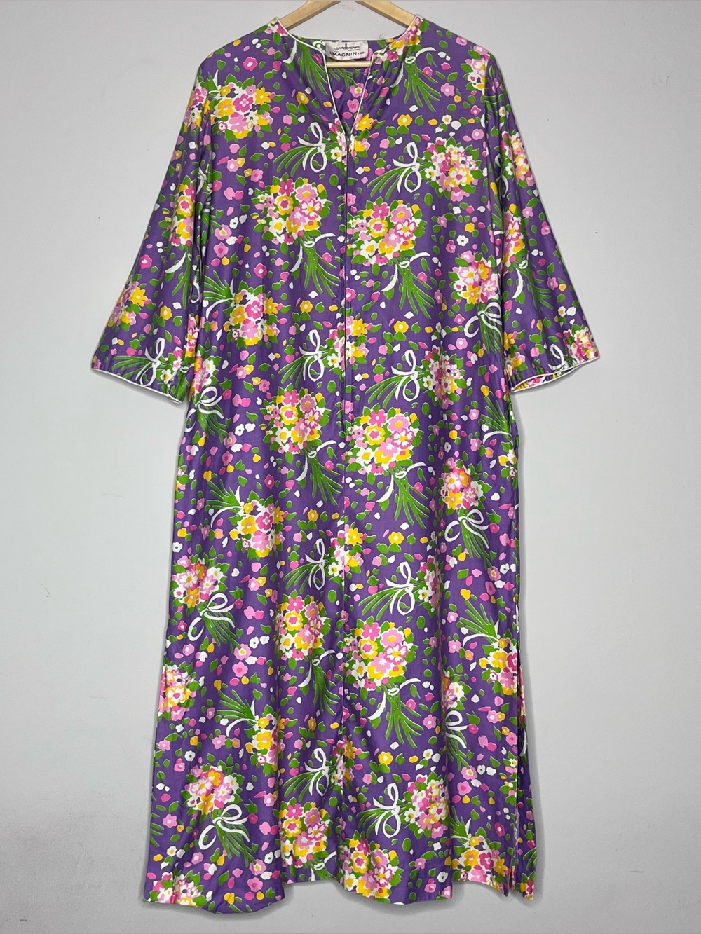 Vintage David Brown California Paisley Hostess Gown Caftan Housecoat Floral Mod
